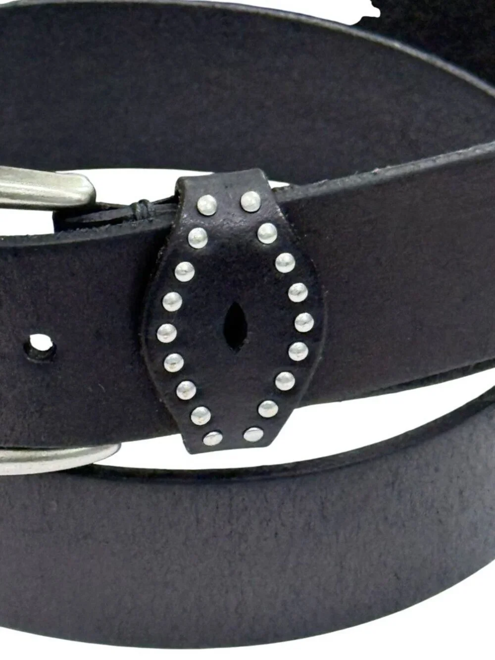 Frye Women's Leather Belt Silver Buckle & Studs Espresso Brown Metallic Size M